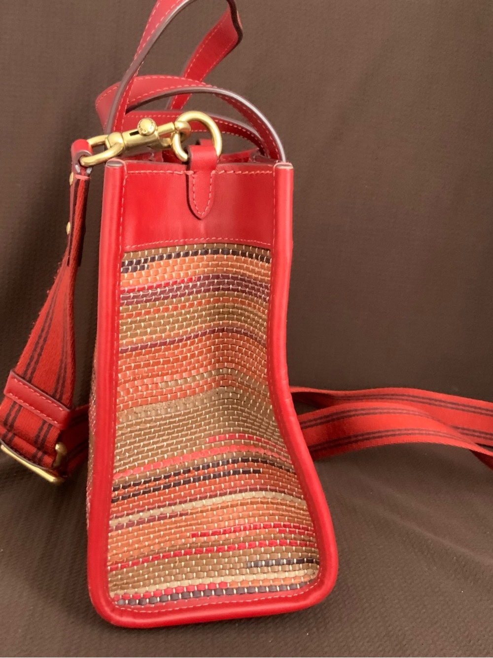 Authentic Coach woven leather mini tote crossbody - Picture 3 of 4